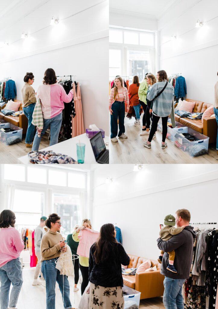 shoppers shop at a closet sale at Arc Creative Space in downtown Sherman Texas
